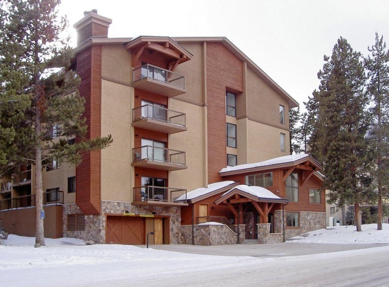 Mountainwood building exterior with underground garage entrance